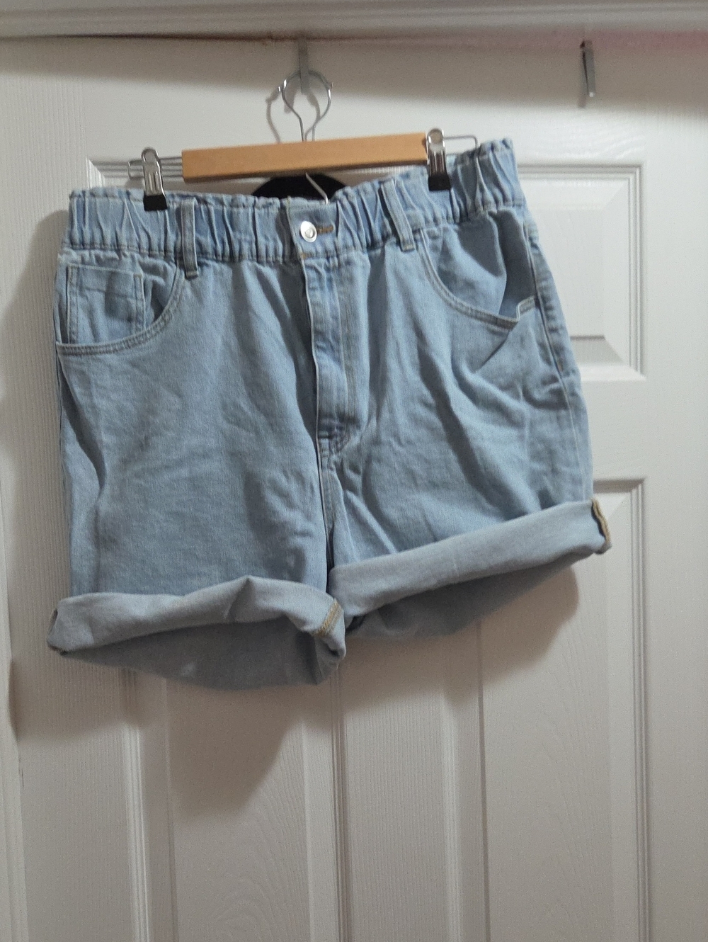 BB Dakota Light Blue Rolled Hem Denim Shorts